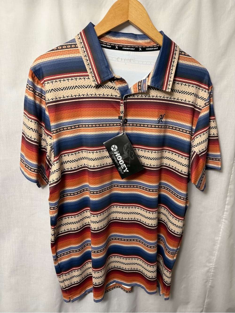 Hooey Striped Polo in Multi Color Serape Navy Beige Red Orange 0162 - Picture 2 of 10